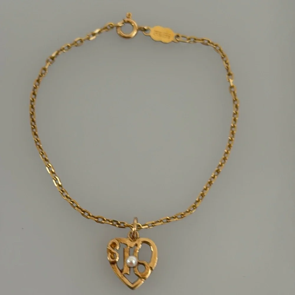 14k real solid gold sweet sixteen Real pearl bracelet